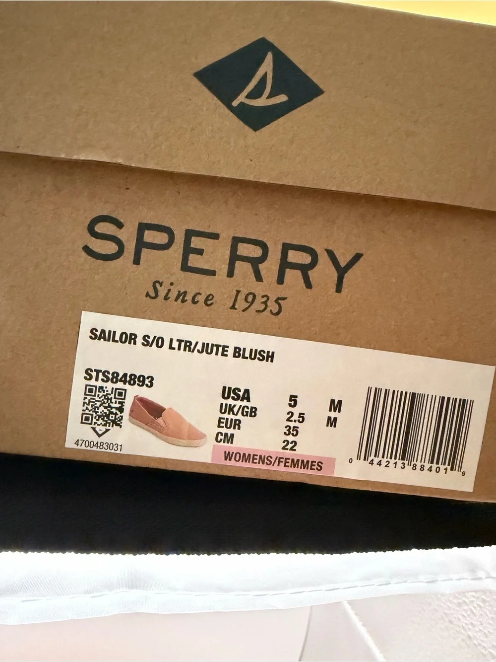 New in Box Sperry Women's Size 5 Blush Pink Sailor Espadrilles Summer Hemp